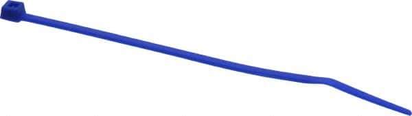 Made in USA - 4-1/8" Long Blue Nylon Standard Cable Tie - 18 Lb Tensile Strength, 1.07mm Thick, 22.23mm Max Bundle Diam - Apex Tool & Supply