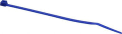 Made in USA - 4-1/8" Long Blue Nylon Standard Cable Tie - 18 Lb Tensile Strength, 1.07mm Thick, 22.23mm Max Bundle Diam - Apex Tool & Supply