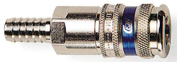 CEJN - Hose Barb Industrial Pneumatic Hose High Flow Coupler - Brass Chrome Plated, 1/2" Body Diam, 3/4" Hose ID - Apex Tool & Supply