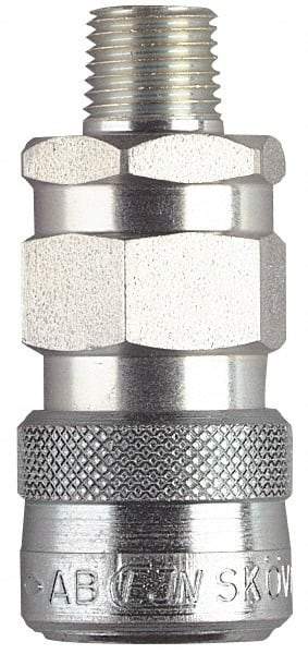CEJN - 1/2 Male NPT European High Flow Pneumatic Hose High Flow Coupler - Brass Chrome Plated, 3/8" Body Diam - Apex Tool & Supply