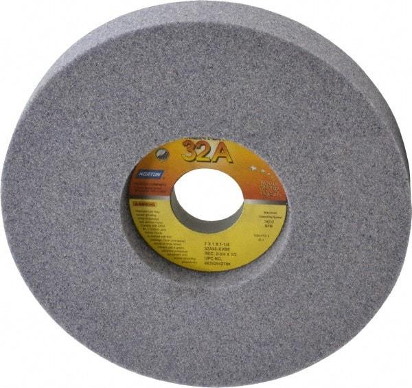 Norton - 7" Diam x 1-1/4" Hole x 1" Thick, K Hardness, 46 Grit Surface Grinding Wheel - Aluminum Oxide, Type 5, Coarse Grade, 3,600 Max RPM, Vitrified Bond, One-Side Recess - Apex Tool & Supply