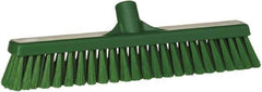 Vikan - 16" Fine Particle Synthetic Push Broom - 2" Bristle Length, Plastic Block, European Threaded Handle Connection - Apex Tool & Supply