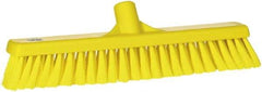 Vikan - 16" Fine Particle Synthetic Push Broom - 2" Bristle Length, Plastic Block, European Threaded Handle Connection - Apex Tool & Supply