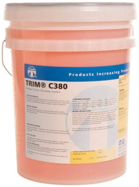 Master Fluid Solutions - Trim C380, 5 Gal Pail Grinding Fluid - Synthetic, For Machining - Apex Tool & Supply