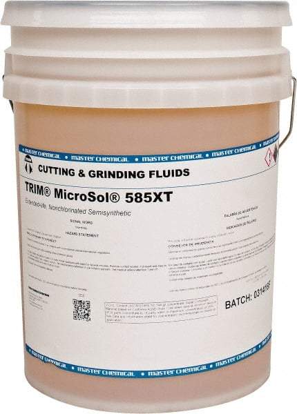 Master Fluid Solutions - Trim MicroSol 585XT, 5 Gal Pail Cutting & Grinding Fluid - Semisynthetic, For Machining - Apex Tool & Supply