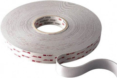 3M - 1/2" x 36 Yd Acrylic Adhesive Double Sided Tape - 45 mil Thick, White, Acrylic Foam Liner, Continuous Roll, Series 4945 - Apex Tool & Supply