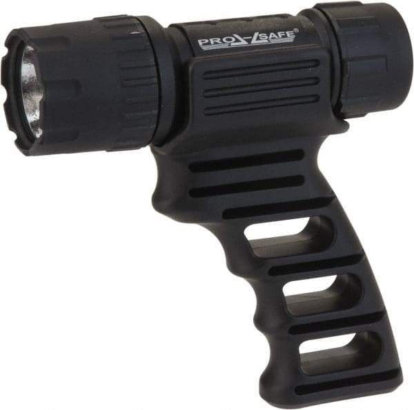 PRO-SAFE - White LED Bulb, 120 Lumens, Industrial/Tactical Flashlight - Black Plastic Body, 3 AAA Alkaline Batteries Not Included - Apex Tool & Supply