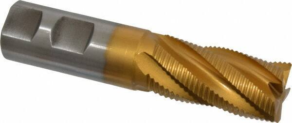 Hertel - 1" Diam, Fine Pitch, 2" LOC, 5 Flute Cobalt Roughing Square End Mill - TiN Finish, 4-1/2" OAL, 1" Shank Diam, Single End, Centercutting, 30° Helix - Apex Tool & Supply