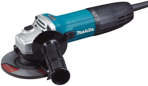 Makita - 4-1/2" Wheel Diam, 11,000 RPM, Corded Angle & Disc Grinder - 5/8-11 Spindle, 120 Volts, 6 Amps - Apex Tool & Supply