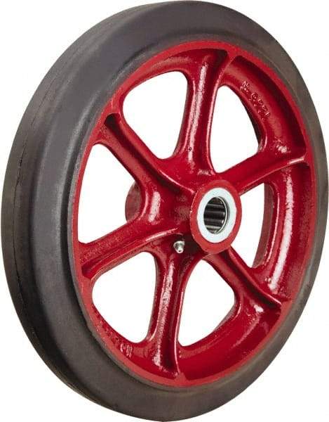 Hamilton - 12 Inch Diameter x 2 Inch Wide, Rubber on Cast Iron Caster Wheel - 690 Lb. Capacity, 2-3/4 Inch Hub Length, 1 Inch Axle Diameter, Straight Roller Bearing - Apex Tool & Supply