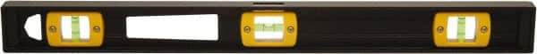 Johnson Level & Tool - 24" Long 3 Vial I-Beam Level - Aluminum, Black, 2 Plumb & 1 Level Vials - Apex Tool & Supply