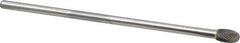 Made in USA - 3/8" Cut Diam, 1/4" Shank Diam, Oval Head Single Cut Burr - Carbide, Radius End, 5/8" LOC, 6" OAL - Apex Tool & Supply