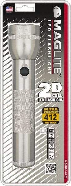 Mag-Lite - White LED Bulb, 168 Lumens, Industrial/Tactical Flashlight - Silver Aluminum Body, 2 D Batteries Not Included - Apex Tool & Supply