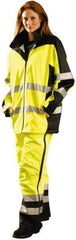 OccuNomix - Size 2XL, Yellow, Rain Jacket - 46-49" Chest, 3 Pockets, Attached Hood - Apex Tool & Supply