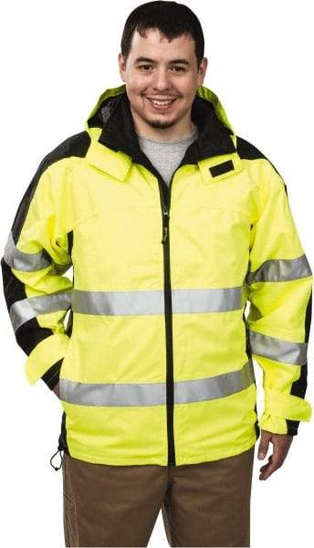 OccuNomix - Size M, Yellow, Rain Jacket - 37-39" Chest, 3 Pockets, Detachable Hood - Apex Tool & Supply