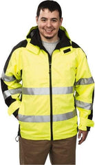 OccuNomix - Size M, Yellow, Rain Jacket - 37-39" Chest, 3 Pockets, Detachable Hood - Apex Tool & Supply