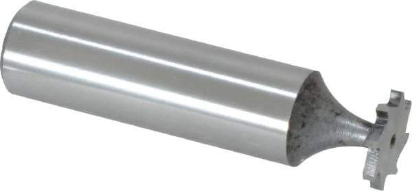 Made in USA - 1/2" Diam x 1/16" Face Width, High Speed Steel, 8 Teeth, Shank Connection Woodruff Keyseat Cutter - Uncoated, 2-1/16" OAL x 1/2" Shank, Staggered Teeth, ANSI 204, Old Standard 1 - Apex Tool & Supply