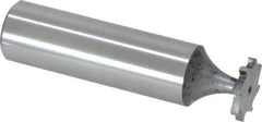 Made in USA - 1/2" Diam x 1/16" Face Width, High Speed Steel, 8 Teeth, Shank Connection Woodruff Keyseat Cutter - Uncoated, 2-1/16" OAL x 1/2" Shank, Staggered Teeth, ANSI 204, Old Standard 1 - Apex Tool & Supply