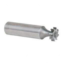 Made in USA - 1/2" Diam x 1/8" Face Width, High Speed Steel, 8 Teeth, Shank Connection Woodruff Keyseat Cutter - Uncoated, 2-1/8" OAL x 1/2" Shank, Staggered Teeth, ANSI 404, Old Standard 3 - Apex Tool & Supply