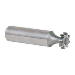 Made in USA - 1/2" Diam x 1/8" Face Width, High Speed Steel, 8 Teeth, Shank Connection Woodruff Keyseat Cutter - Uncoated, 2-1/8" OAL x 1/2" Shank, Staggered Teeth, ANSI 404, Old Standard 3 - Apex Tool & Supply