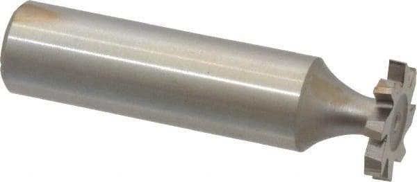 Made in USA - 5/8" Diam x 3/32" Face Width, High Speed Steel, 8 Teeth, Shank Connection Woodruff Keyseat Cutter - Uncoated, 2-3/32" OAL x 1/2" Shank, Staggered Teeth, ANSI 305, Old Standard 4 - Apex Tool & Supply