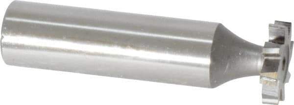 Made in USA - 5/8" Diam x 1/8" Face Width, High Speed Steel, 8 Teeth, Shank Connection Woodruff Keyseat Cutter - Uncoated, 2-1/8" OAL x 1/2" Shank, Staggered Teeth, ANSI 405, Old Standard 5 - Apex Tool & Supply