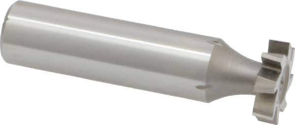 Made in USA - 5/8" Diam x 5/32" Face Width, High Speed Steel, 8 Teeth, Shank Connection Woodruff Keyseat Cutter - Uncoated, 2-5/32" OAL x 1/2" Shank, Staggered Teeth, ANSI 505, Old Standard 6 - Apex Tool & Supply