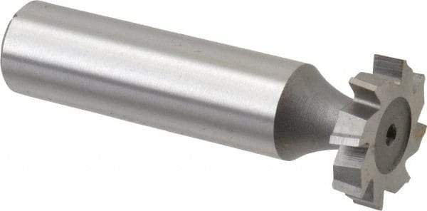 Made in USA - 3/4" Diam x 5/32" Face Width, High Speed Steel, 8 Teeth, Shank Connection Woodruff Keyseat Cutter - Uncoated, 2-5/32" OAL x 1/2" Shank, Staggered Teeth, ANSI 506, Old Standard 8 - Apex Tool & Supply