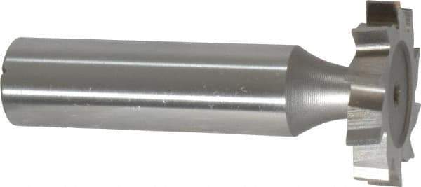 Made in USA - 1" Diam x 3/16" Face Width, High Speed Steel, 10 Teeth, Shank Connection Woodruff Keyseat Cutter - Uncoated, 2-3/16" OAL x 1/2" Shank, Staggered Teeth, ANSI 608, Old Standard 13 - Apex Tool & Supply
