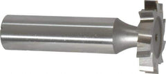 Made in USA - 1" Diam x 3/16" Face Width, High Speed Steel, 10 Teeth, Shank Connection Woodruff Keyseat Cutter - Uncoated, 2-3/16" OAL x 1/2" Shank, Staggered Teeth, ANSI 608, Old Standard 13 - Apex Tool & Supply