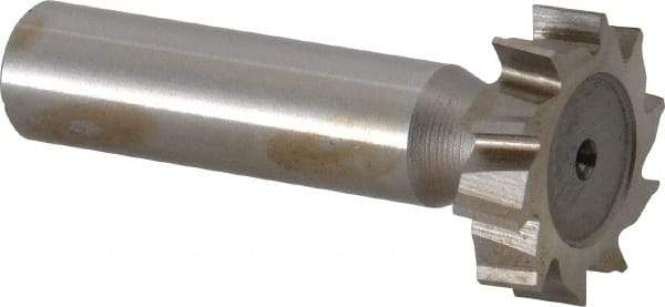 Made in USA - 1" Diam x 1/4" Face Width, High Speed Steel, 10 Teeth, Shank Connection Woodruff Keyseat Cutter - Uncoated, 2-1/4" OAL x 1/2" Shank, Staggered Teeth, ANSI 808, Old Standard 15 - Apex Tool & Supply