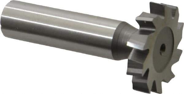 Made in USA - 1-1/8" Diam x 7/32" Face Width, High Speed Steel, 10 Teeth, Shank Connection Woodruff Keyseat Cutter - Uncoated, 2-7/32" OAL x 1/2" Shank, Staggered Teeth, ANSI 709, Old Standard 17 - Apex Tool & Supply
