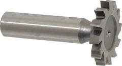 Made in USA - 1-1/4" Diam x 3/16" Face Width, High Speed Steel, 12 Teeth, Shank Connection Woodruff Keyseat Cutter - Uncoated, 2-3/16" OAL x 1/2" Shank, Staggered Teeth, ANSI 610, Old Standard 19 - Apex Tool & Supply