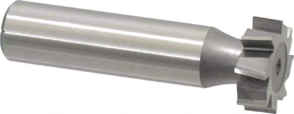 Made in USA - 3/4" Diam x 1/4" Face Width, High Speed Steel, 8 Teeth, Shank Connection Woodruff Keyseat Cutter - Uncoated, 2-1/4" OAL x 1/2" Shank, Staggered Teeth, ANSI 806, Old Standard 91 - Apex Tool & Supply