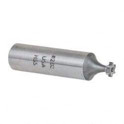 Made in USA - 1/4" Diam x 1/16" Face Width, High Speed Steel, 6 Teeth, Shank Connection Woodruff Keyseat Cutter - Uncoated, 2-1/16" OAL x 1/2" Shank, Staggered Teeth, ANSI 202, Old Standard 201 - Apex Tool & Supply