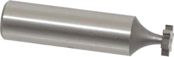 Made in USA - 3/8" Diam x 3/32" Face Width, High Speed Steel, 6 Teeth, Shank Connection Woodruff Keyseat Cutter - Uncoated, 2-3/32" OAL x 1/2" Shank, Staggered Teeth, ANSI 303, Old Standard 212 - Apex Tool & Supply