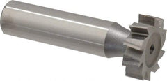 Made in USA - 7/8" Diam x 1/4" Face Width, High Speed Steel, 10 Teeth, Shank Connection Woodruff Keyseat Cutter - Uncoated, 2-1/4" OAL x 1/2" Shank, Staggered Teeth, ANSI 807, Old Standard A - Apex Tool & Supply