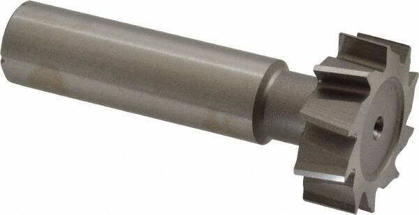 Made in USA - 1" Diam x 5/16" Face Width, High Speed Steel, 10 Teeth, Shank Connection Woodruff Keyseat Cutter - Uncoated, 2-5/16" OAL x 1/2" Shank, Staggered Teeth, ANSI 1008, Old Standard B - Apex Tool & Supply