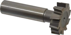 Made in USA - 1-1/8" Diam x 5/16" Face Width, High Speed Steel, 10 Teeth, Shank Connection Woodruff Keyseat Cutter - Uncoated, 2-5/16" OAL x 1/2" Shank, Staggered Teeth, ANSI 1009, Old Standard C - Apex Tool & Supply