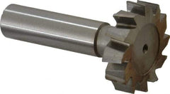 Made in USA - 1-1/4" Diam x 5/16" Face Width, High Speed Steel, 12 Teeth, Shank Connection Woodruff Keyseat Cutter - Uncoated, 2-5/16" OAL x 1/2" Shank, Staggered Teeth, ANSI 1010, Old Standard D - Apex Tool & Supply