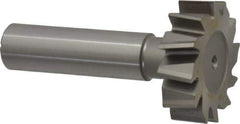 Made in USA - 1-1/4" Diam x 3/8" Face Width, High Speed Steel, 12 Teeth, Shank Connection Woodruff Keyseat Cutter - Uncoated, 2-3/8" OAL x 1/2" Shank, Staggered Teeth, ANSI 1210, Old Standard E - Apex Tool & Supply