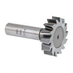 Made in USA - 1-1/2" Diam x 3/8" Face Width, High Speed Steel, 14 Teeth, Shank Connection Woodruff Keyseat Cutter - Uncoated, 2-3/8" OAL x 1/2" Shank, Staggered Teeth, ANSI 1212, Old Standard G - Apex Tool & Supply
