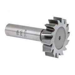 Made in USA - 1-1/2" Diam x 3/8" Face Width, High Speed Steel, 14 Teeth, Shank Connection Woodruff Keyseat Cutter - Uncoated, 2-3/8" OAL x 1/2" Shank, Staggered Teeth, ANSI 1212, Old Standard G - Apex Tool & Supply