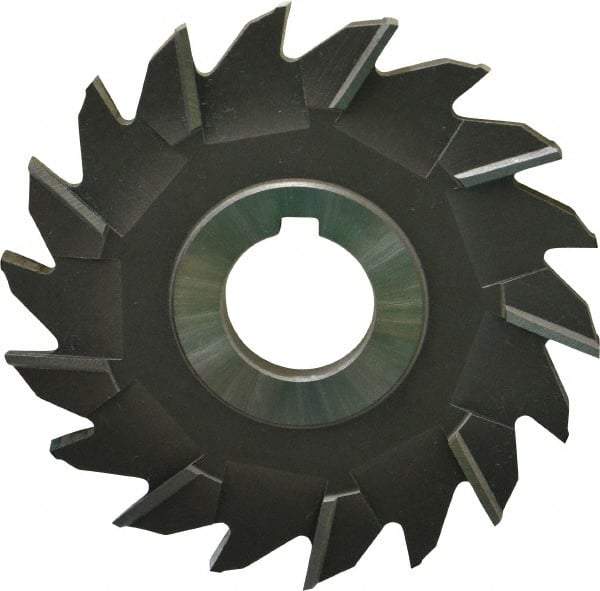 Made in USA - 4" Diam x 1/4" Width of Cut, 18 Teeth, Cobalt Side Milling Cutter - Staggered Teeth, Uncoated - Apex Tool & Supply
