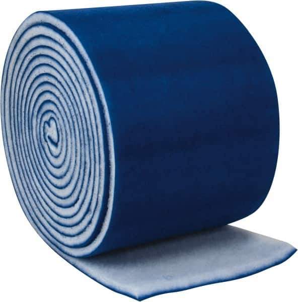 Made in USA - 60' Long x 25" Wide x 2" Thick Polyester Media Air Filter Media Roll - MERV 8, 89% Arrestance Efficiency, 500 FPM Max Air Flow, 0.21" wpg Init Resist, 1" wpg Final Resist, 30 to 35% Particle Capture Efficiency, Use with Any Unit - Apex Tool & Supply