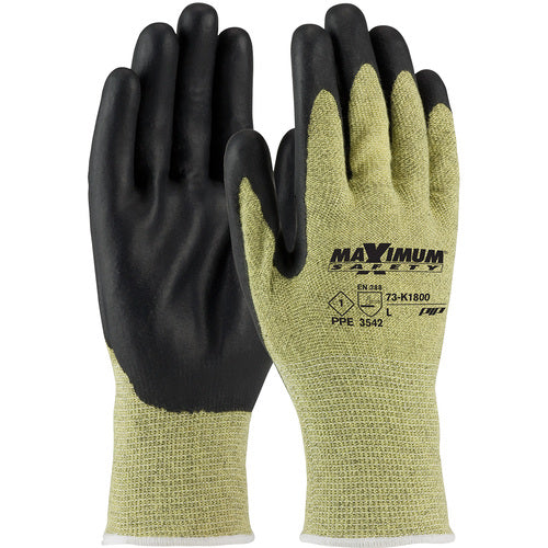 73-K1800/L Task Specific Gloves - Maximum Safety - AR/FR Aramid Shell - Black Nitrile Grip - PPE Level 1 - A4 - Exact Industrial Supply