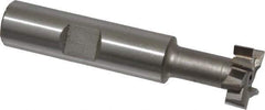 Made in USA - 21/32" Cut Diam, 17/64" Cut Width, 21/64" Neck Diam, 1/2" Shank Diam, 2-11/16" OAL, High Speed Steel T-Slot Cutter - Uncoated, 5/16" Bolt, 1-13/16" Shank Length, Staggered Teeth, 8 Teeth, Weldon Flat - Apex Tool & Supply