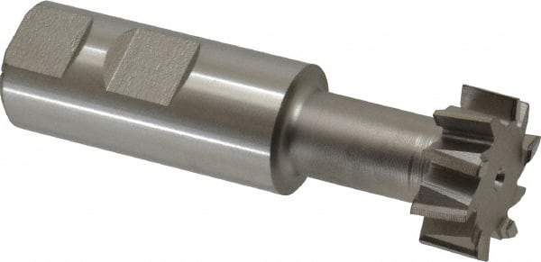 Made in USA - 1-1/4" Cut Diam, 31/64" Cut Width, 21/32" Neck Diam, 1" Shank Diam, 3-15/16" OAL, High Speed Steel T-Slot Cutter - Uncoated, 5/8" Bolt, 2-15/16" Shank Length, Staggered Teeth, 10 Teeth, Weldon Flat - Apex Tool & Supply