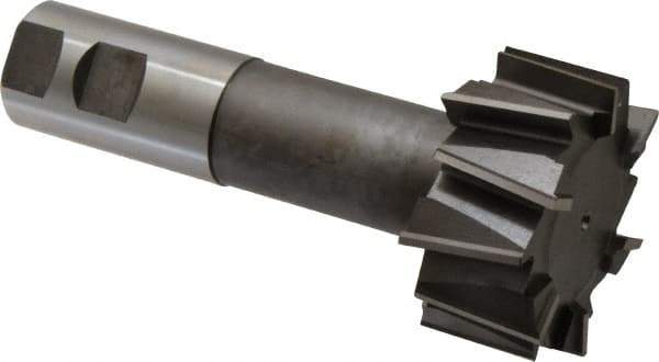 Made in USA - 2-21/32" Cut Diam, 1-11/32" Cut Width, 1-7/32" Neck Diam, 1-1/4" Shank Diam, 5-29/32" OAL, High Speed Steel T-Slot Cutter - Uncoated, 1-1/2" Bolt, 2-7/16" Shank Length, Staggered Teeth, 12 Teeth, Weldon Flat - Apex Tool & Supply