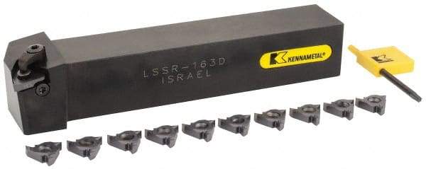 Kennametal - External Thread, Right Hand Cut, 1" Shank Width x 1" Shank Height Indexable Threading Toolholder - 6" OAL, LT 16ER Insert Compatibility, LSSR163D Toolholder, Series LT Threading - Apex Tool & Supply